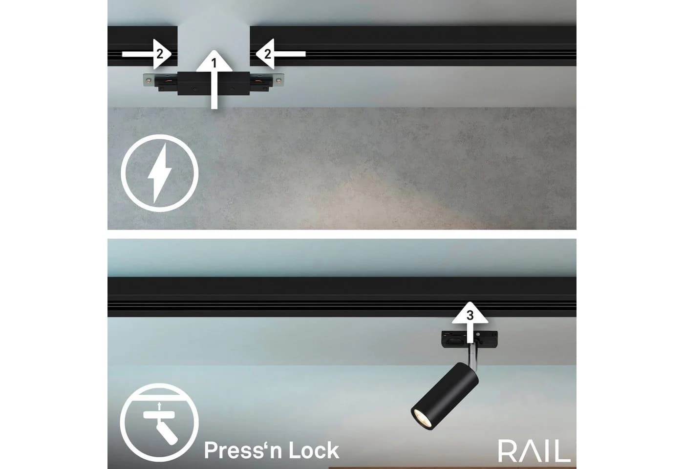 Briloner Leuchten LED Deckenleuchte 8017045B, 2700K - Extra-Warmweiß, Schienensystem Rail 1,5 m Schwarz 4,5W - Bild 4