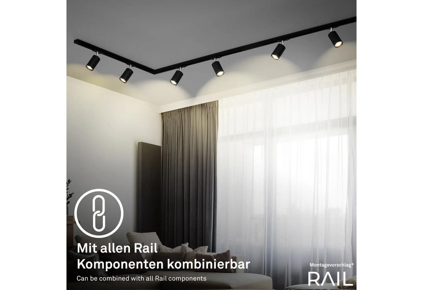 Briloner Leuchten LED Deckenleuchte 8017045B, 2700K - Extra-Warmweiß, Schienensystem Rail 1,5 m Schwarz 4,5W - Bild 5