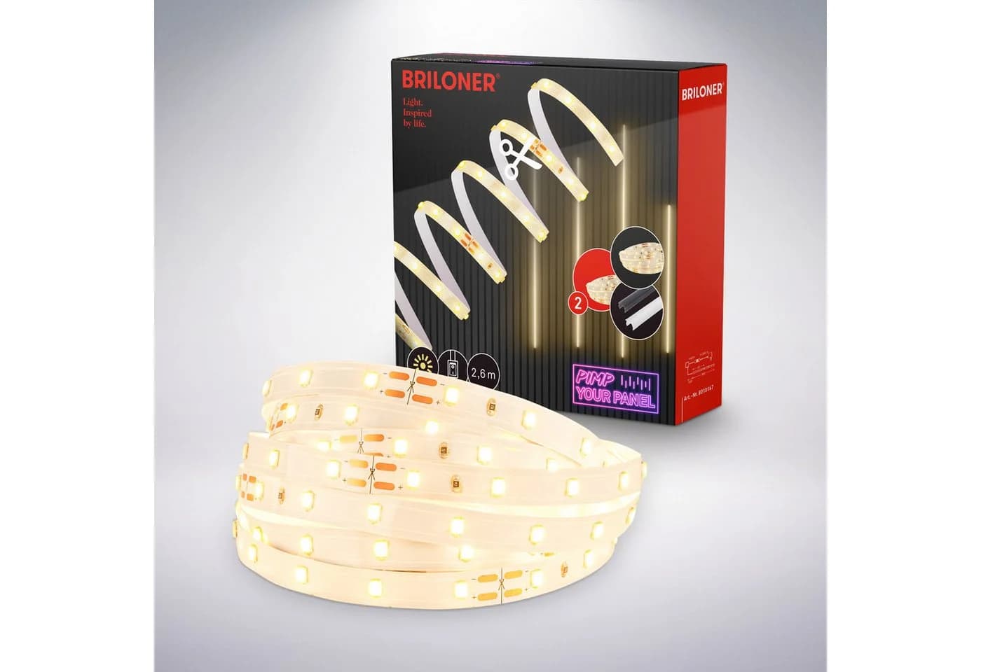 Briloner Leuchten LED-Streifen 2,6m Weiß für Akustikpaneele