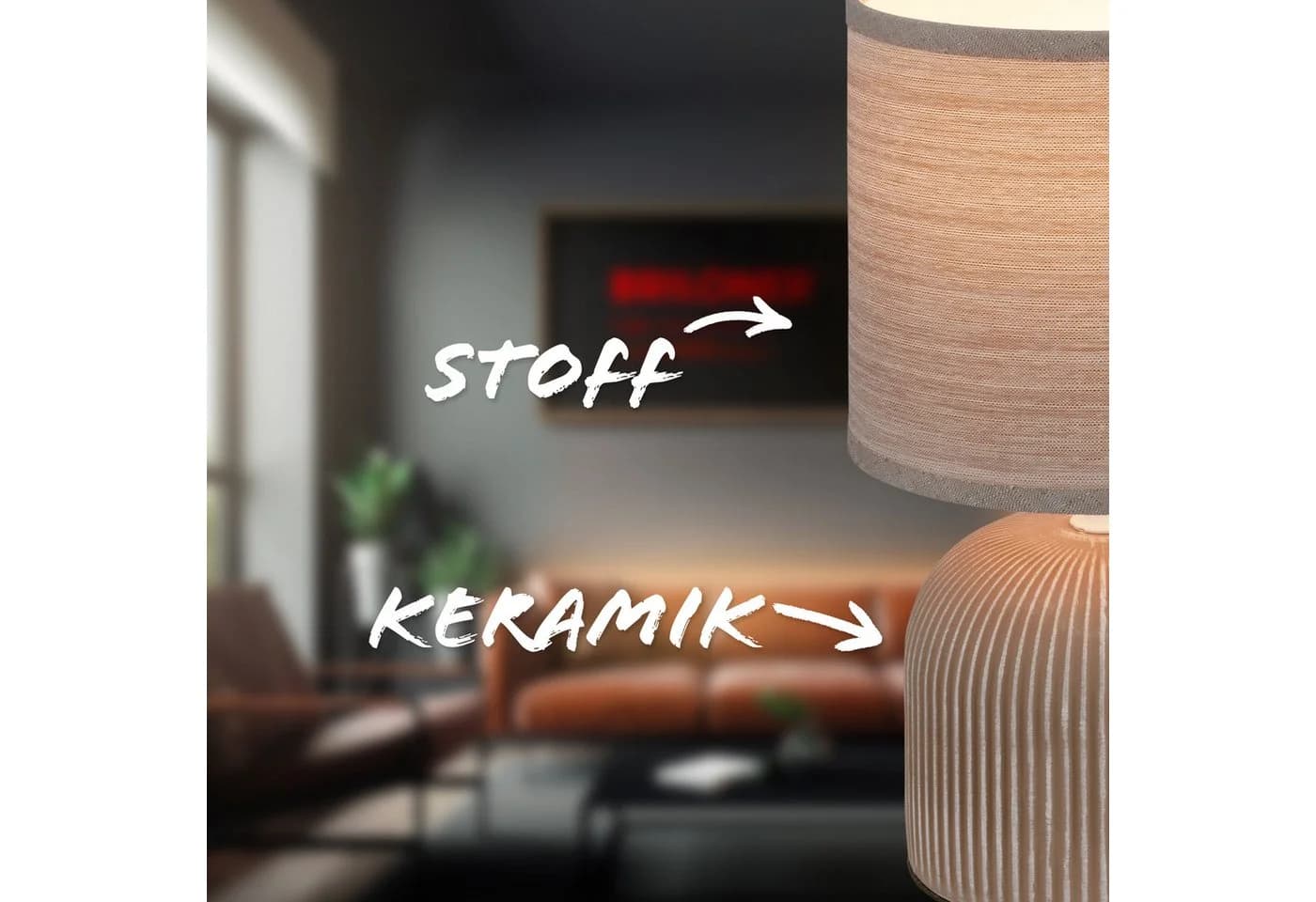 Briloner Leuchten Tischleuchte INO Keramik Schlafzimmer Wohnzimmer - Bild 5