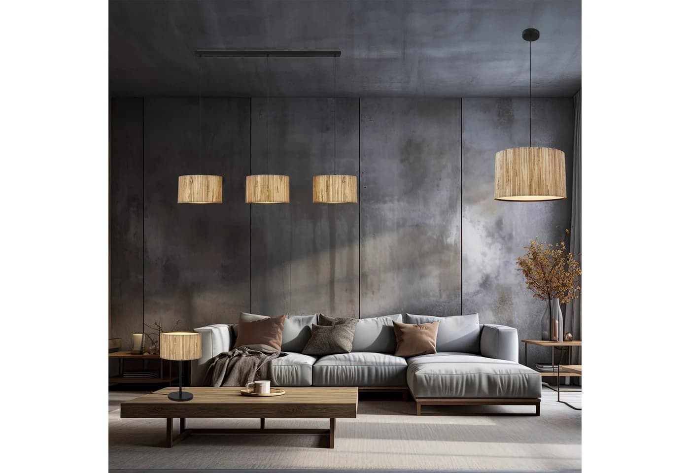 Briloner Leuchten Tischleuchte Seegras Schwarz E27 Boho - Bild 5