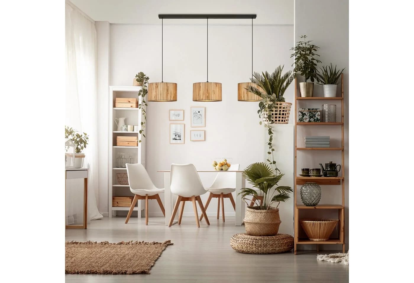 Briloner Leuchten LED Pendelleuchte Stroh Bast 1-&3-flammig - Bild 4