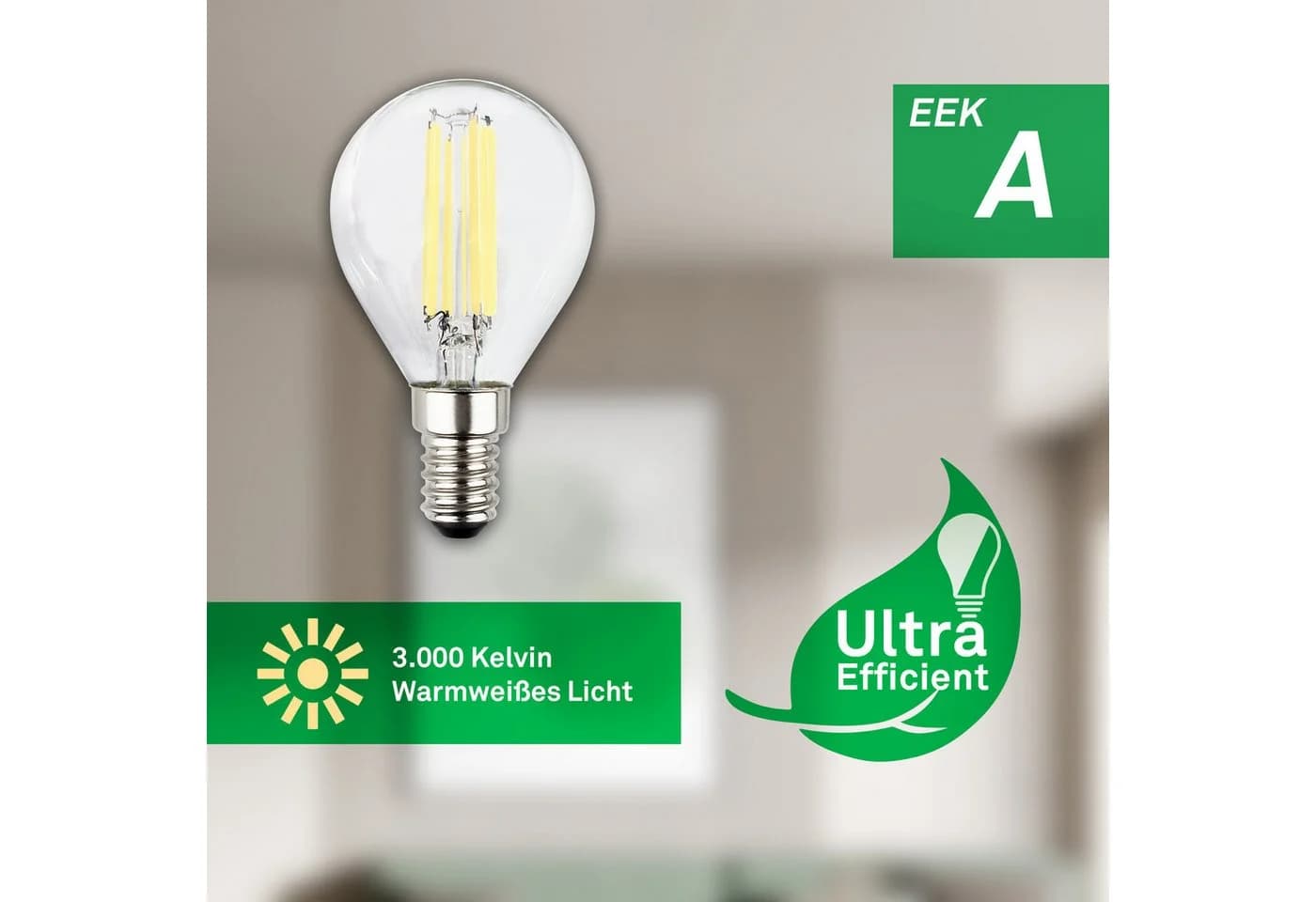 LED-Leuchtmittel Tropfen E14 klar Warmweiß
