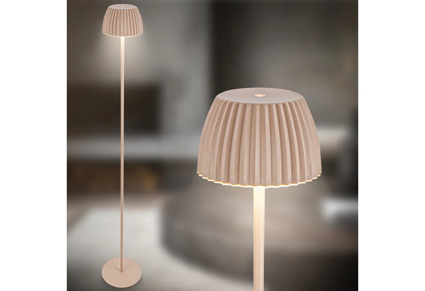 BRILONER LEUCHTEN LED Stehlampe Riffle Beige Kabellos Touchdimmer - Bild 3