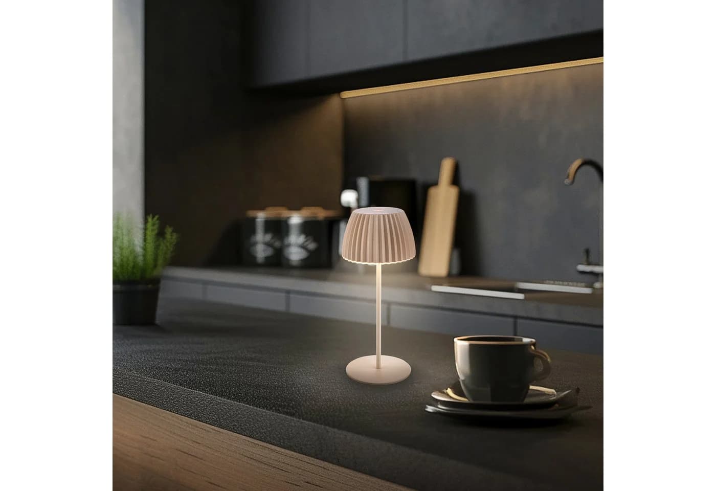 BRILONER LEUCHTEN Akku LED Tischleuchte Beige Touchdimmer IP44