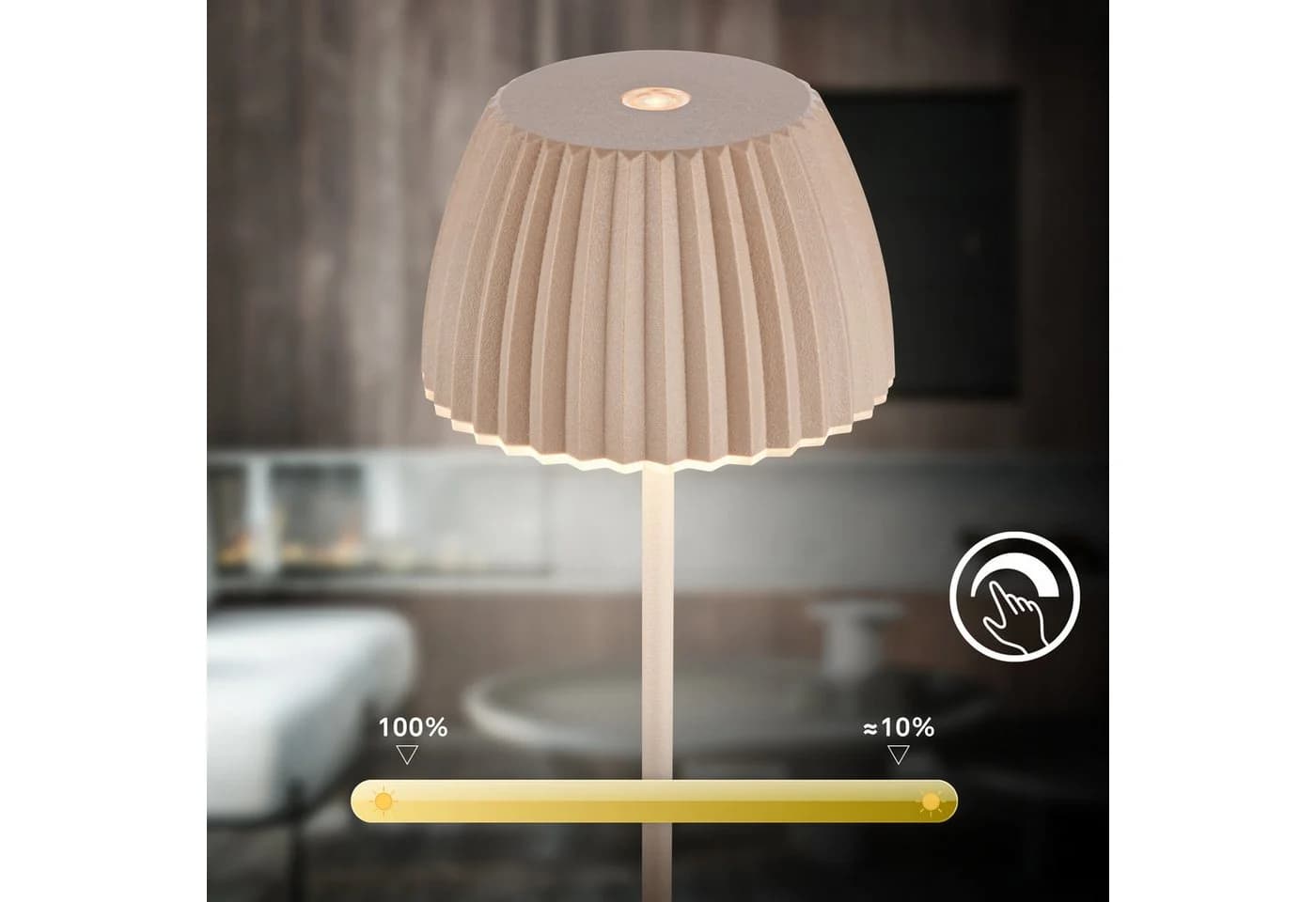 BRILONER LEUCHTEN Akku LED Tischleuchte Beige Touchdimmer IP44 - Bild 4