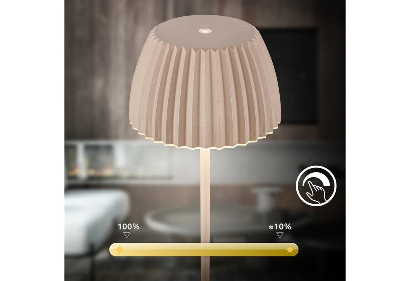 BRILONER LEUCHTEN Akku LED Tischleuchte Beige Touchdimmer IP44 - Bild 3