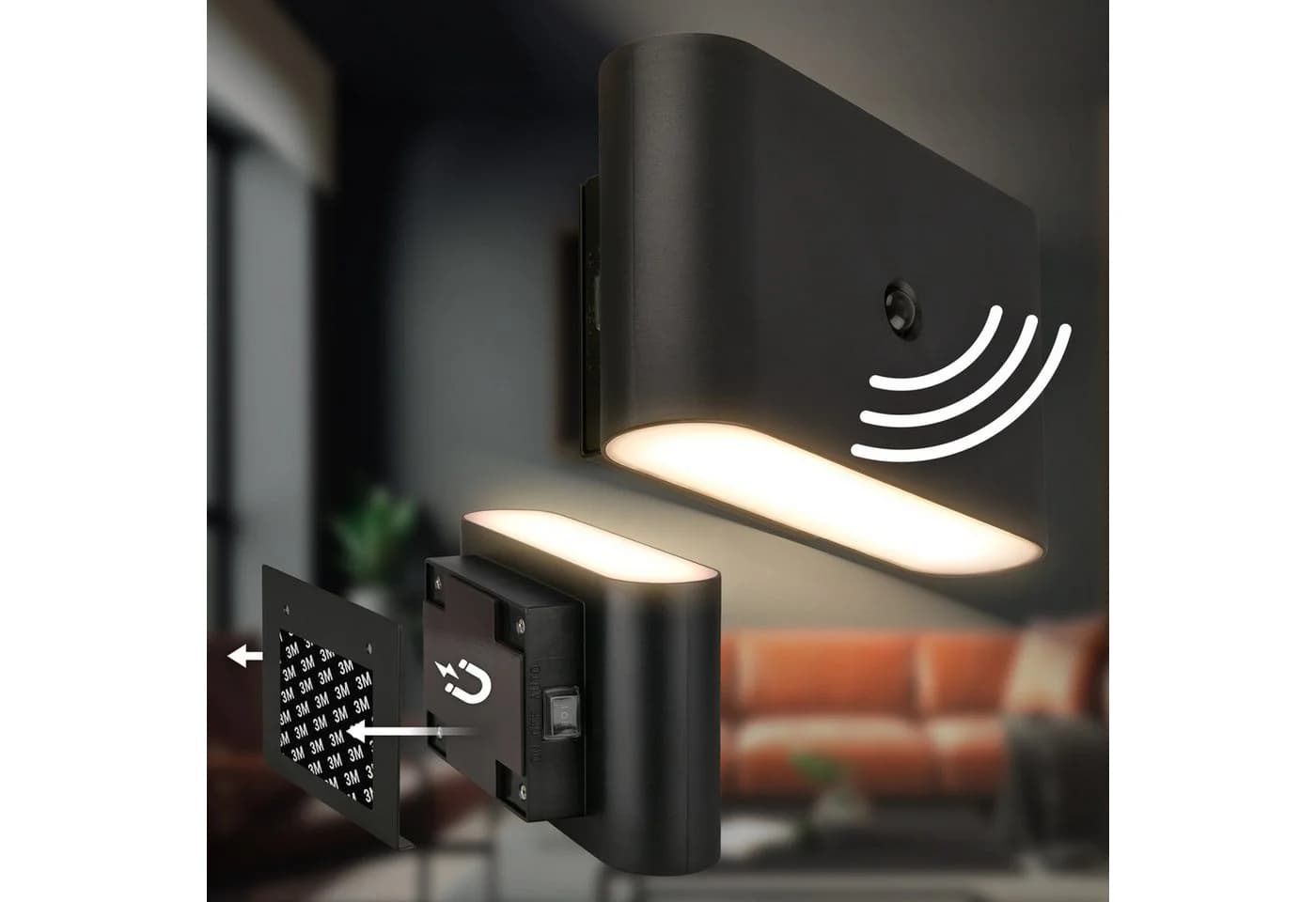 Briloner Leuchten LED Wandleuchte CHET 3878015, Schwarz, 16 cm, Kunststoff, Sensor - Bild 3