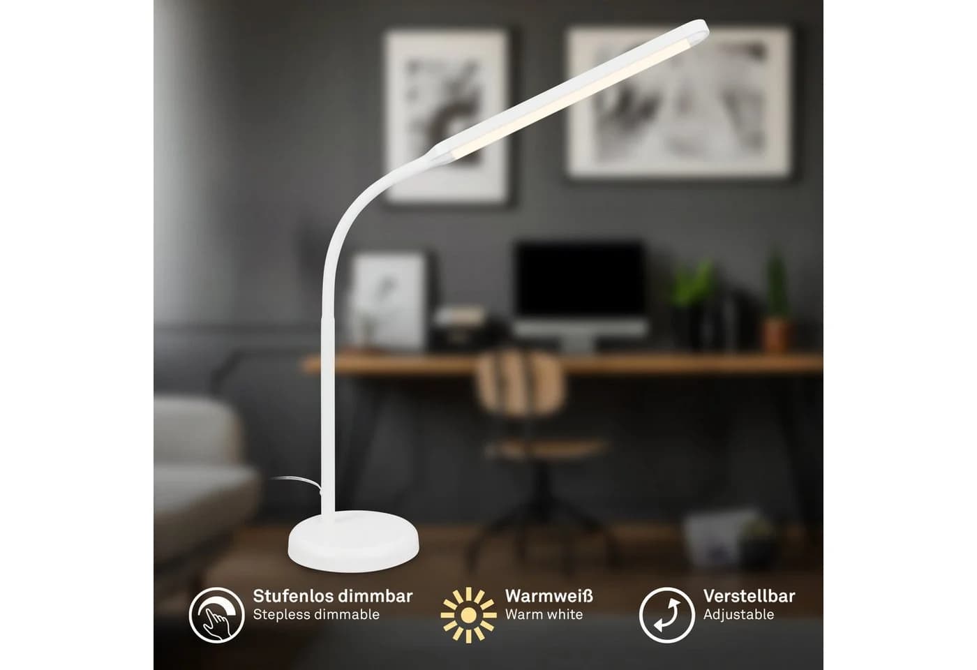 Briloner Leuchten LED Tischleuchte MURA Weiß Dimmbar USB-C - Bild 2