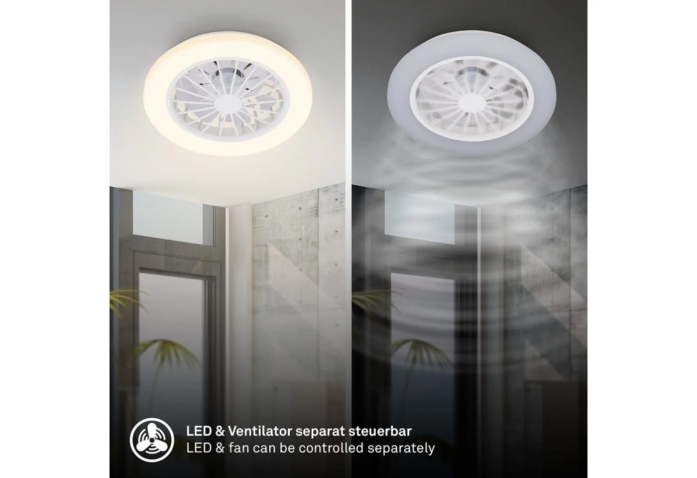 BRILONER LED Deckenleuchte mit Ventilator weiß matt - Bild 4