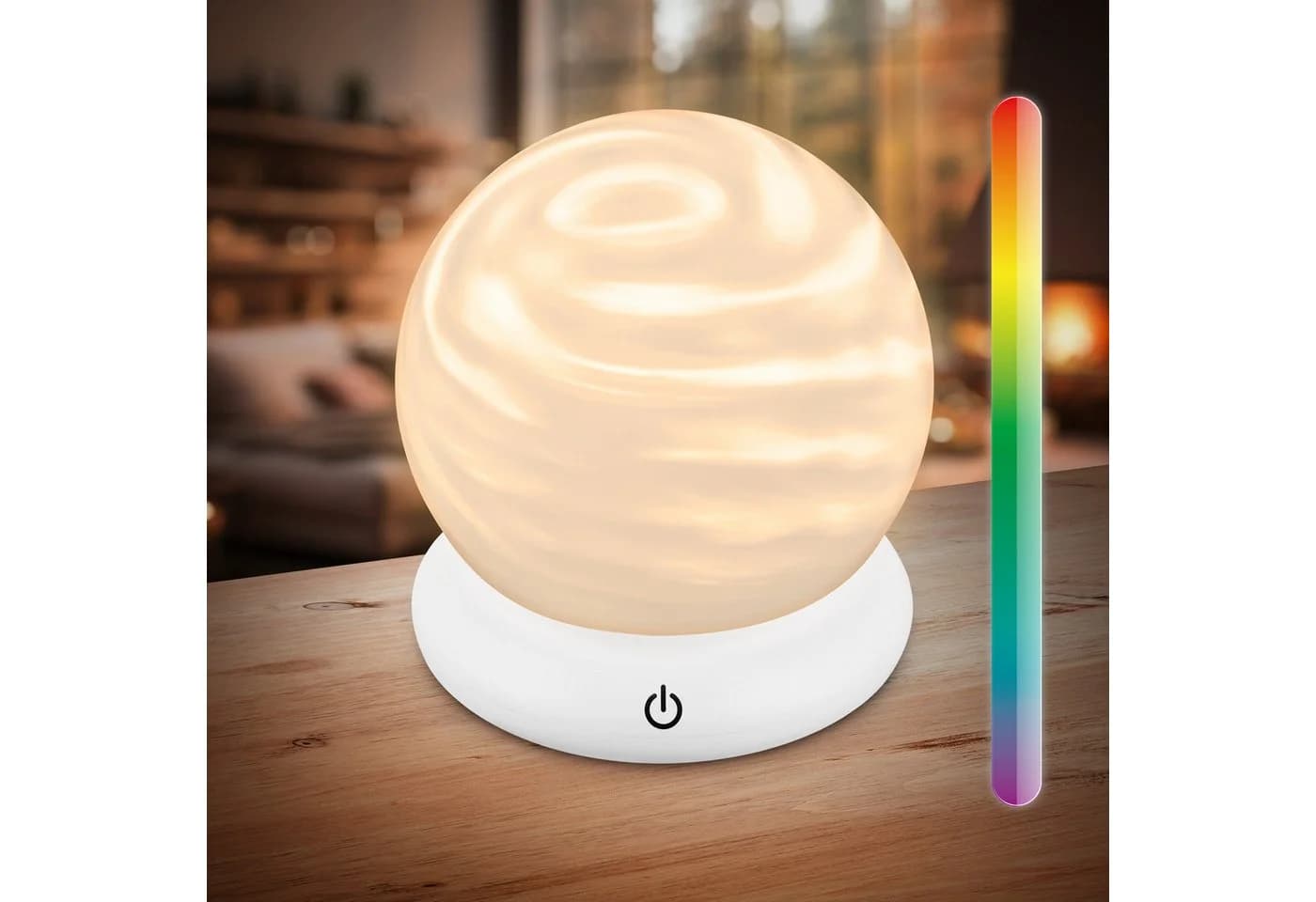 Briloner Leuchten Tischleuchte kabellos Akku USB-C RGB Lichteffekt, 2700K - Extra-Warmweiß, 15 cm