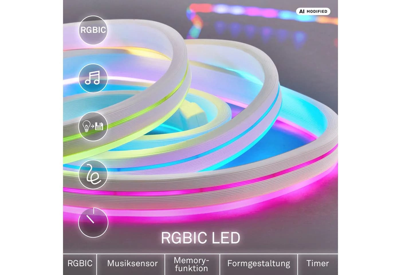 Briloner LED RGBIC Neon Flexband 3-5m mit Fernbedienung & Musiksensor - Bild 3
