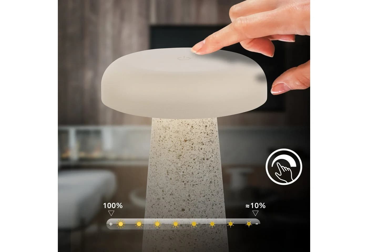 Briloner Leuchten LED Tischleuchte kabellos Akku USB-C Touch dimmbar Steinoptik Grau Schwarz - Bild 5