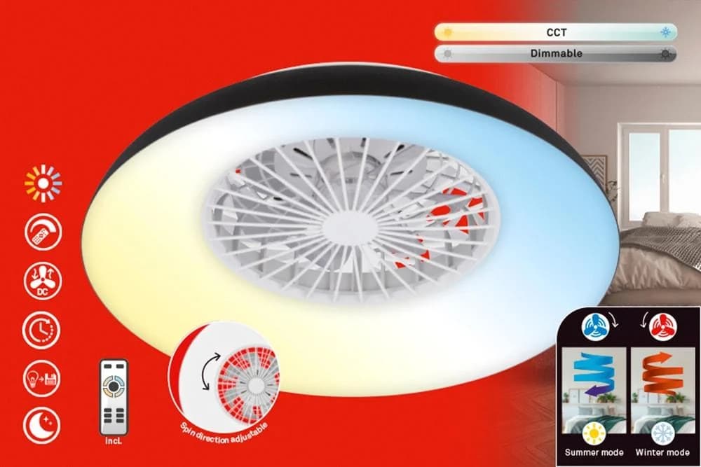 BRILONER LEUCHTEN LED Deckenleuchte "WINDORA" mit Ventilator Schwarz
