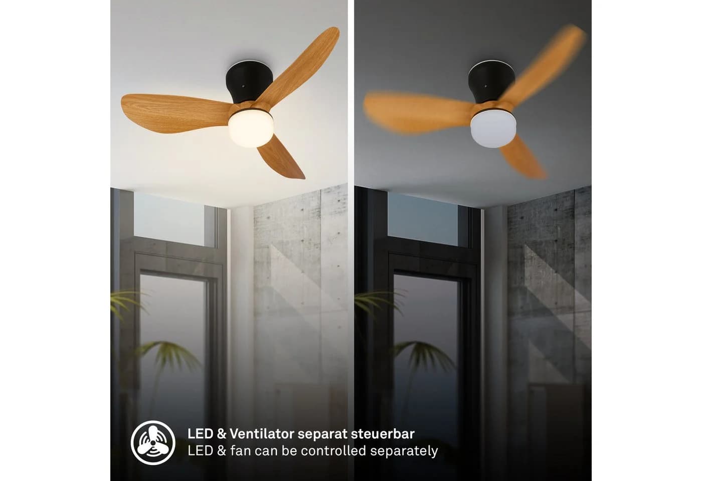 BRILONER LEUCHTEN LED Deckenleuchte LUFITO mit Ventilator Schwarz - Bild 3
