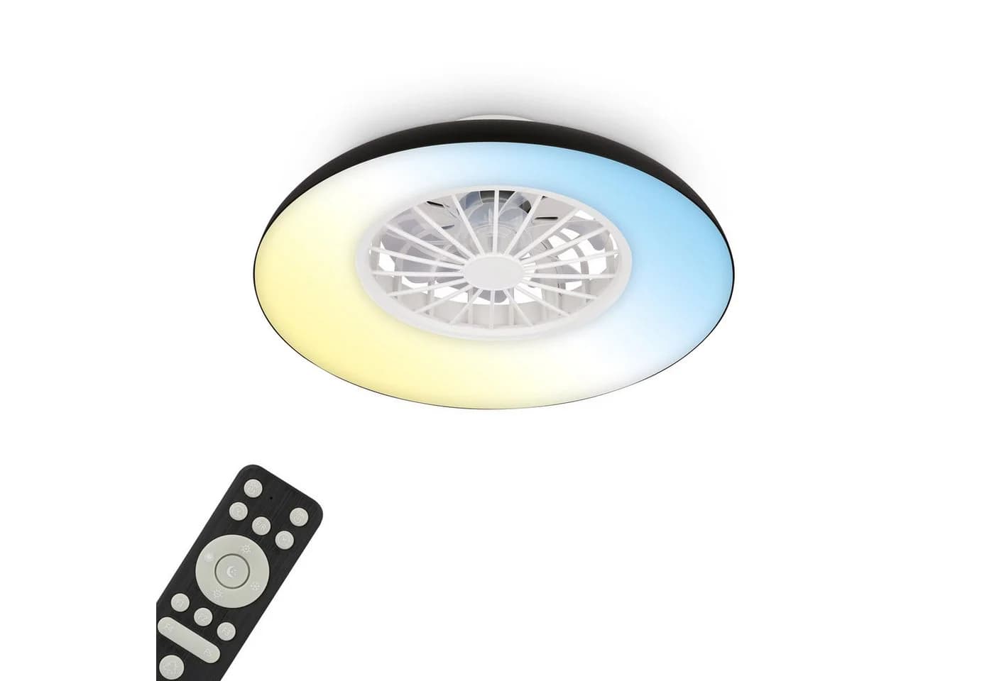 Briloner LED Deckenventilator Schwarz/Weiß mit Licht & Fernbedienung