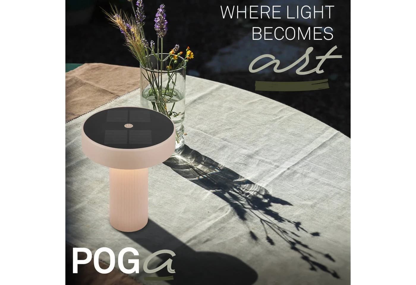 Briloner Leuchten Solar Tischlampe Beige Touch Dimmbar