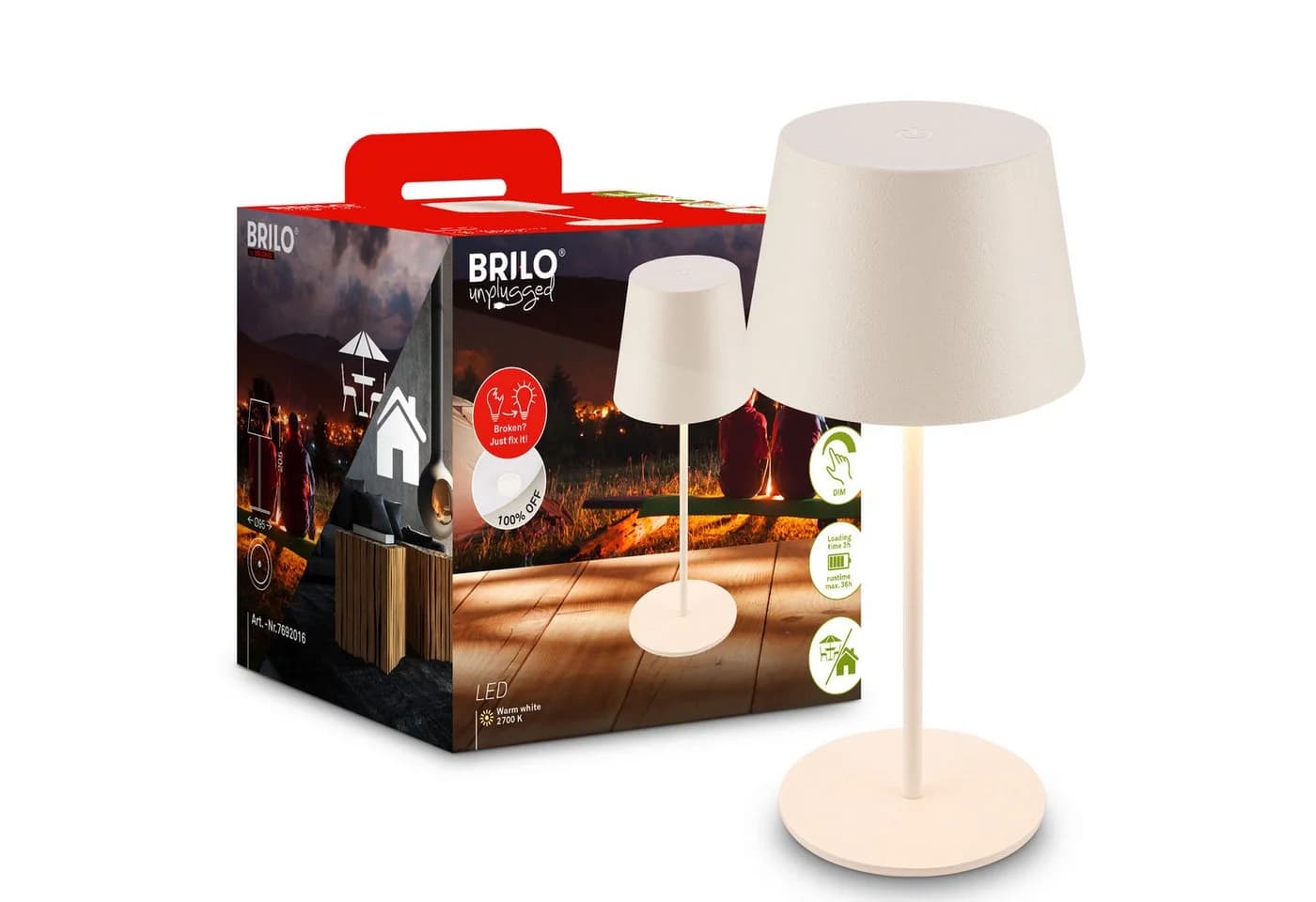 Briloner Leuchten LED Tischleuchte kabellos dimmbar weiß - Bild 2