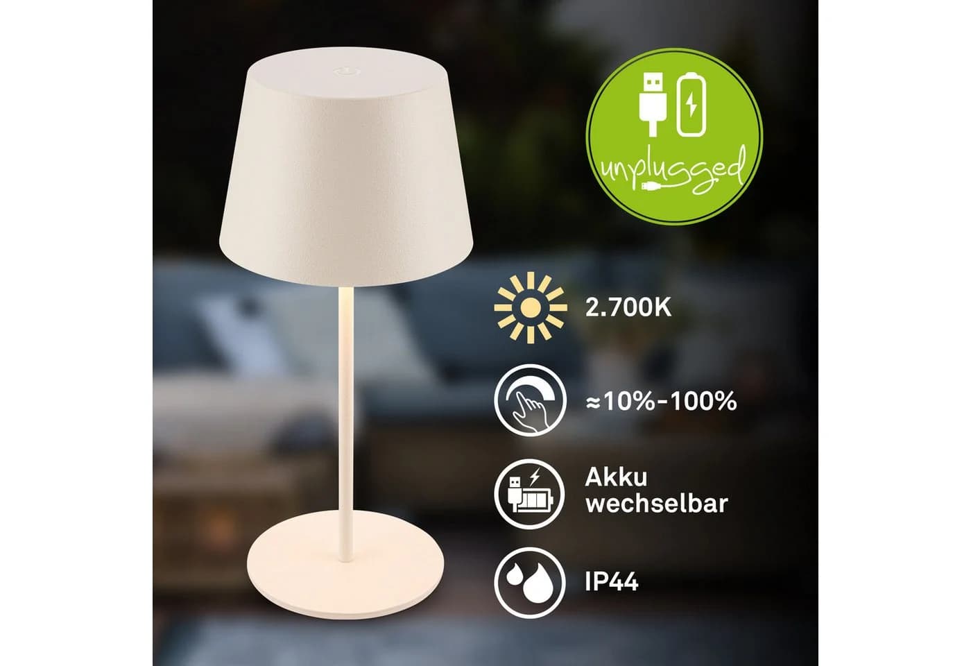 Briloner Leuchten LED Tischleuchte kabellos dimmbar weiß - Bild 3