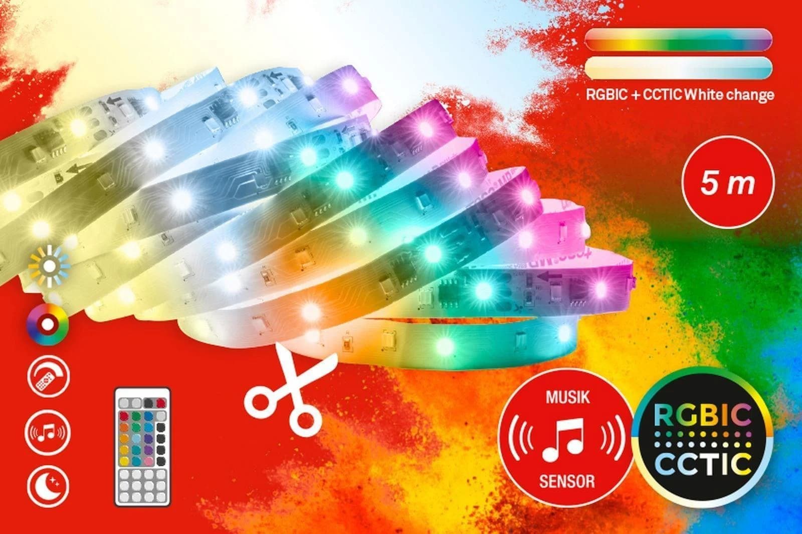 BRILONER LED Stripe RGBIC Flexband 5m Weiß/Bunt