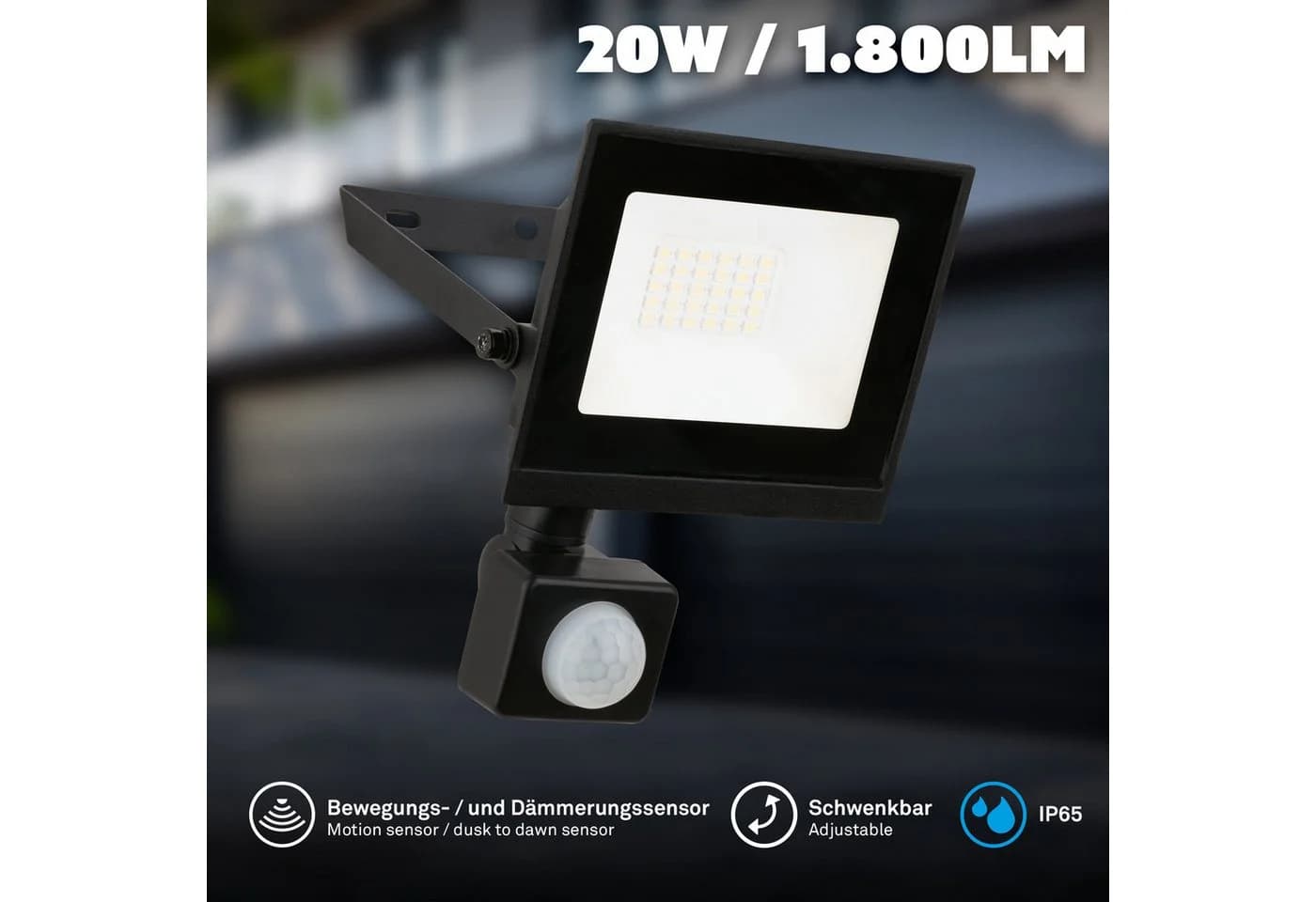 Briloner LED Wandleuchte Schwarz 4000K mit Bewegungsmelder - Bild 2