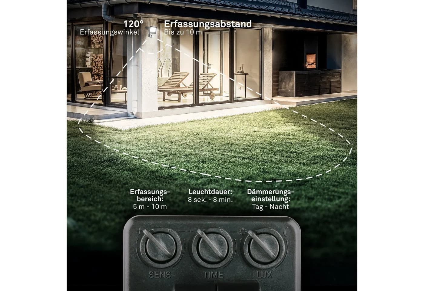 Briloner LED Wandleuchte Schwarz 4000K mit Bewegungsmelder - Bild 4