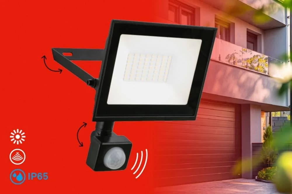 BRILONER LEUCHTEN VARO LED Flutlichtstrahler Schwarz mit Bewegungsmelder