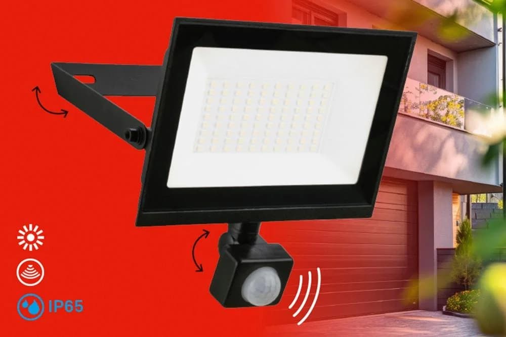 BRILONER LEUCHTEN VARO LED Flutlichtstrahler Schwarz mit Bewegungsmelder