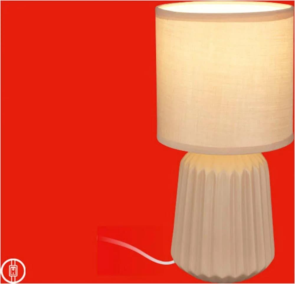 BRILONER LEUCHTEN Tischleuchte DORA Beige Keramik Stoffschirm