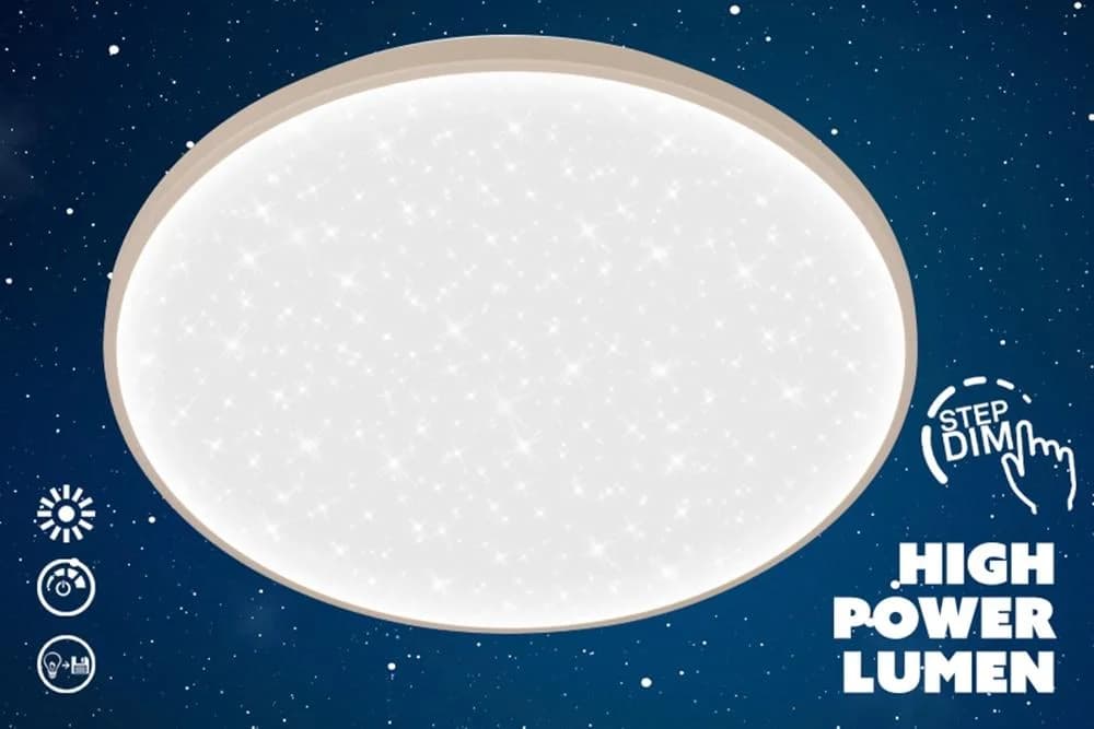 BRILONER LED Deckenleuchte LUXION beige/weiß Sterneneffekt dimmbar