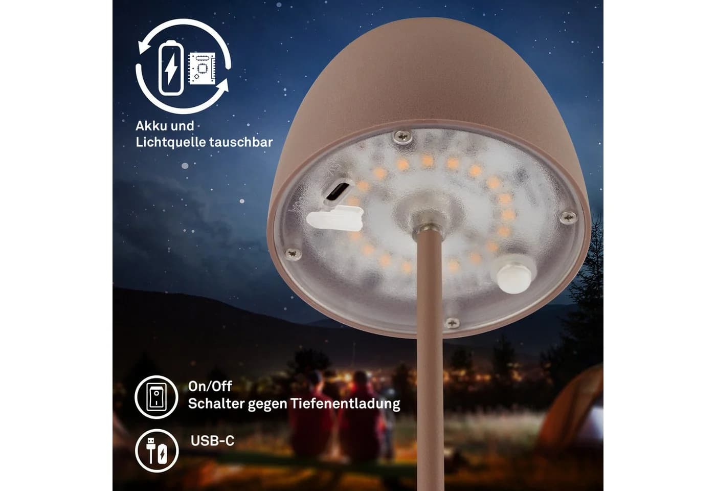 Briloner Leuchten LED Außen-Tischleuchte SERINA MINI 2er-Set Warmweiß Dimmbar - Bild 5