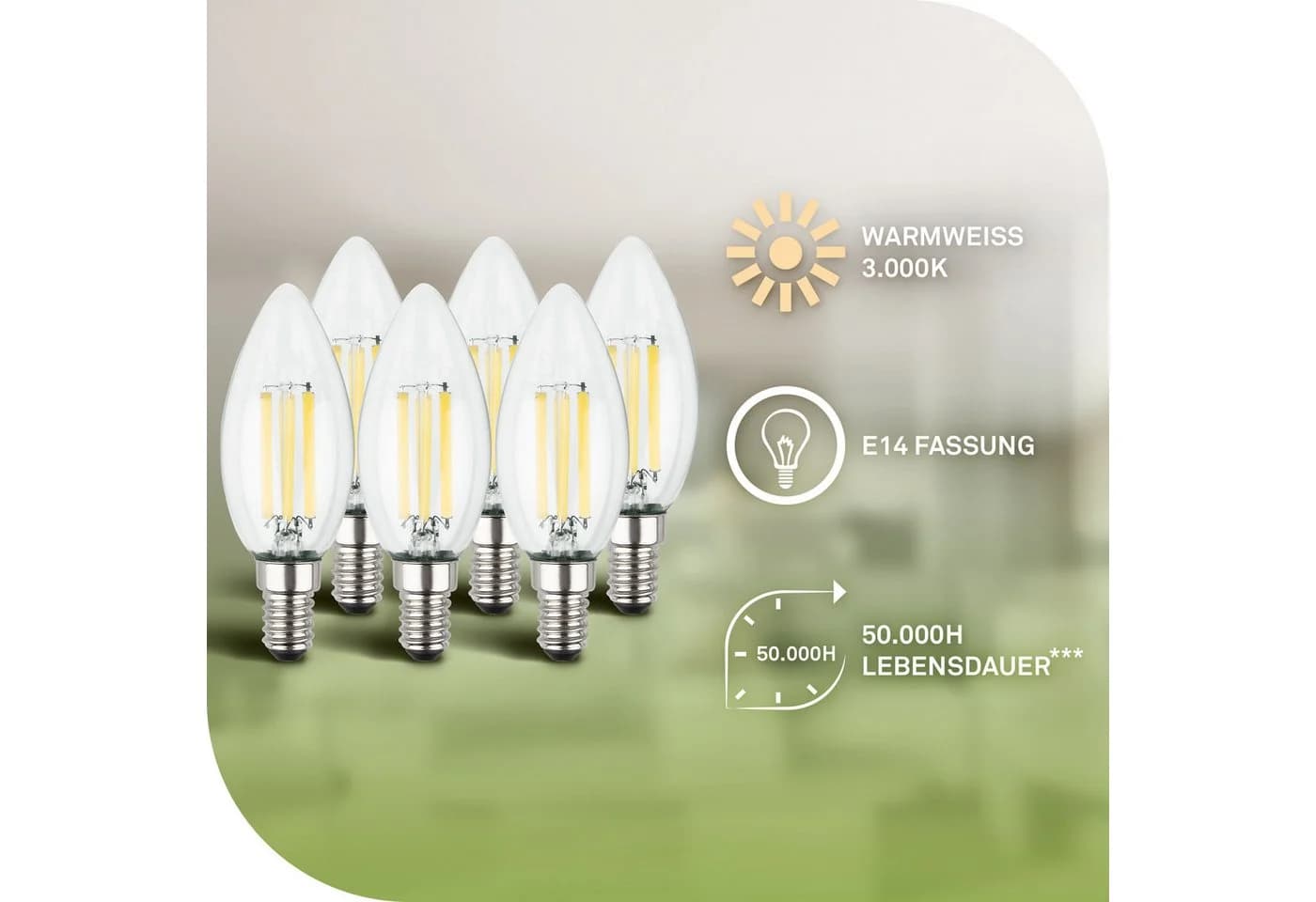 Briloner Leuchten LED-Leuchtmittel BULB A E14 6er Set Warmweiß