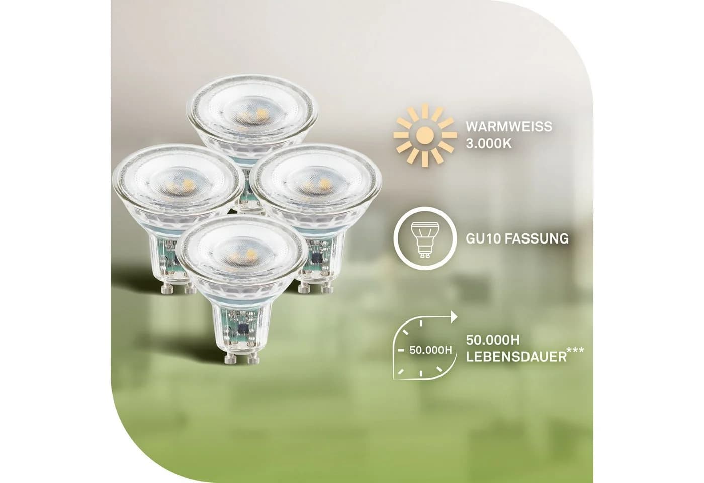 Briloner Leuchten LED-Leuchtmittel BULB A, GU10, 4 St., Warmweiß, 3.000K