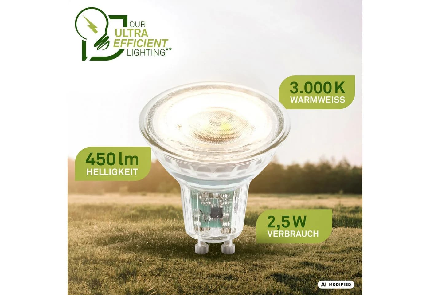 Briloner Leuchten LED-Leuchtmittel BULB A, GU10, 4 St., Warmweiß, 3.000K - Bild 3