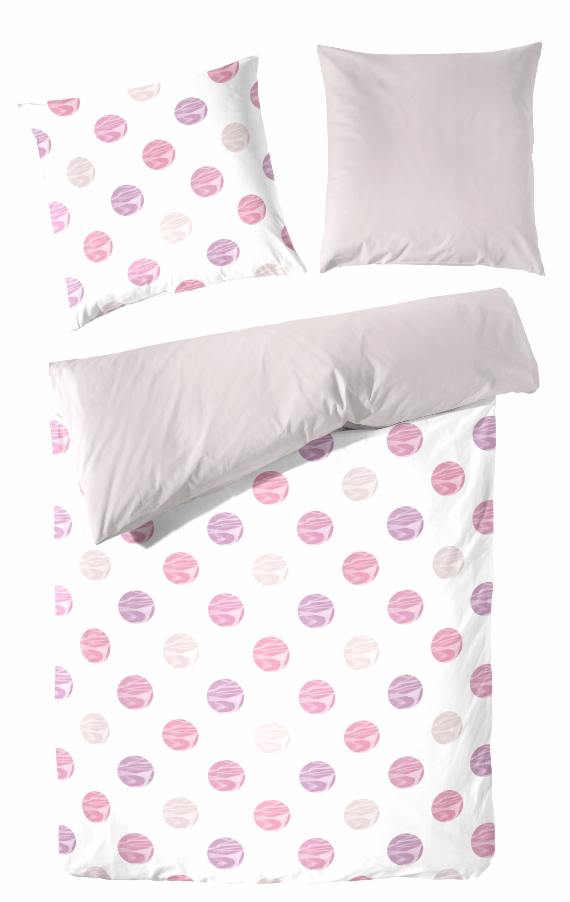 Wendebettwäsche PRIMERA Nalia Bunt Taupe Rosa Seersucker