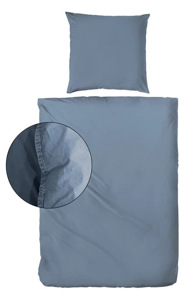 Bettwäsche PRIMERA Stone-Washed Blau 3-tlg. Renforcé 100% Baumwolle - Bild 3