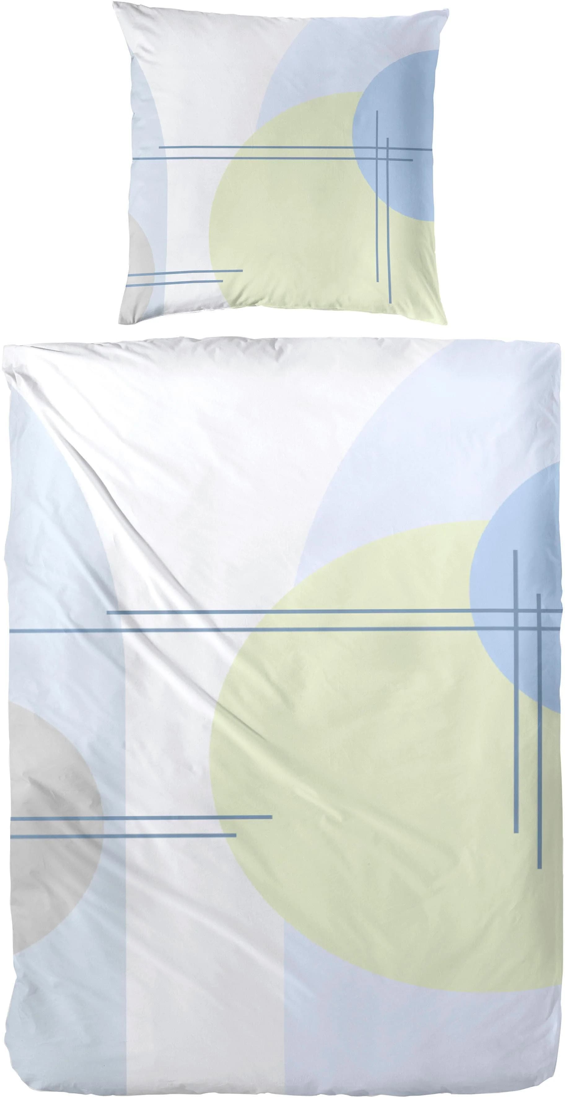 Bettwäsche PRIMERA Bauhaus Blau/Grün Perkal 100% Baumwolle