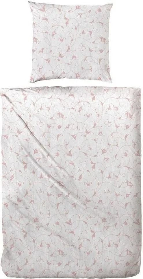 Primera Bio Crepe Ranken Bettwäsche Set Beige Rosa Seersucker