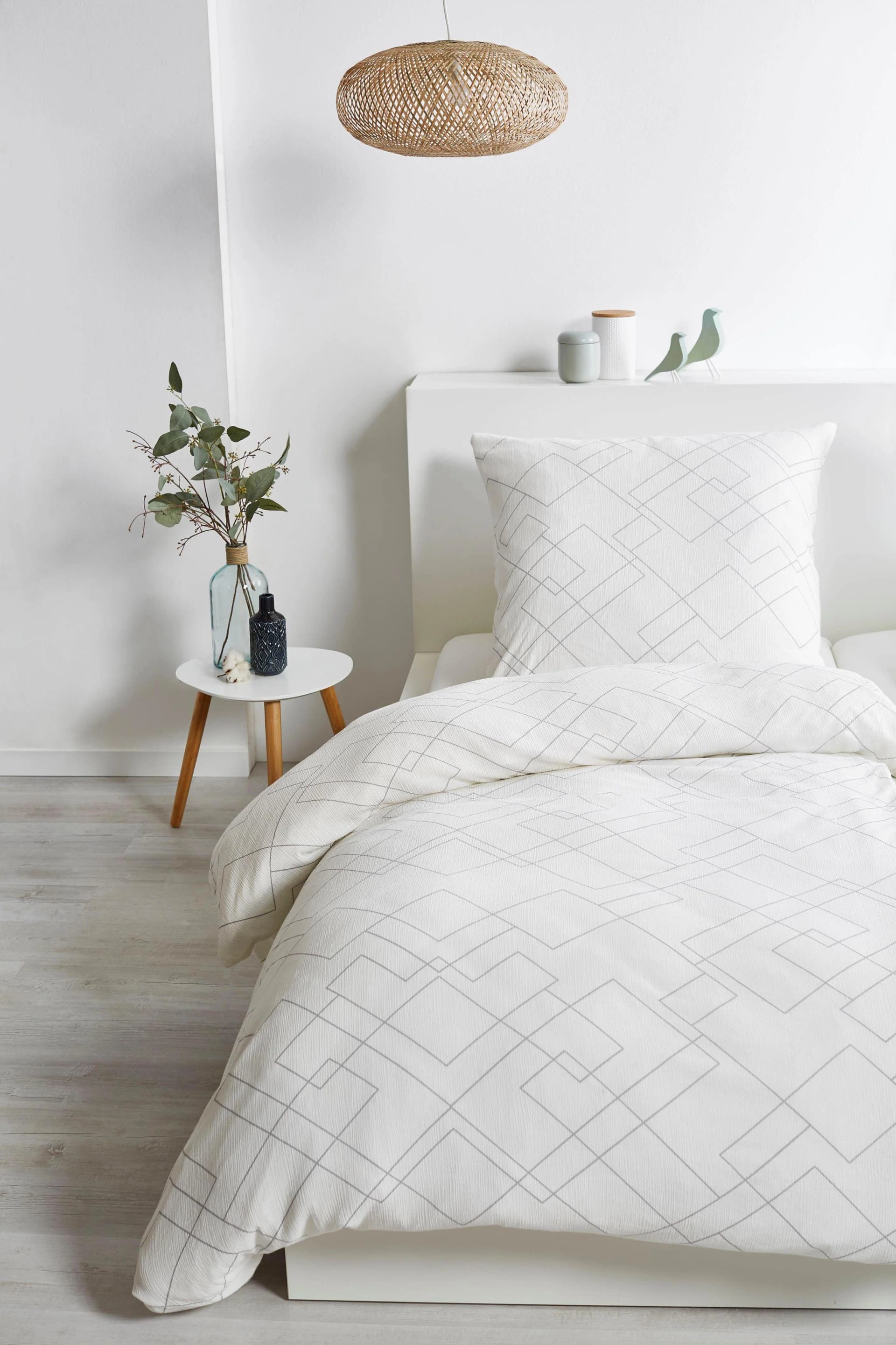H.G. Hahn-Haustextilien Bio Crepe Mosaik Bettwäsche Beige Grau 2-tlg.