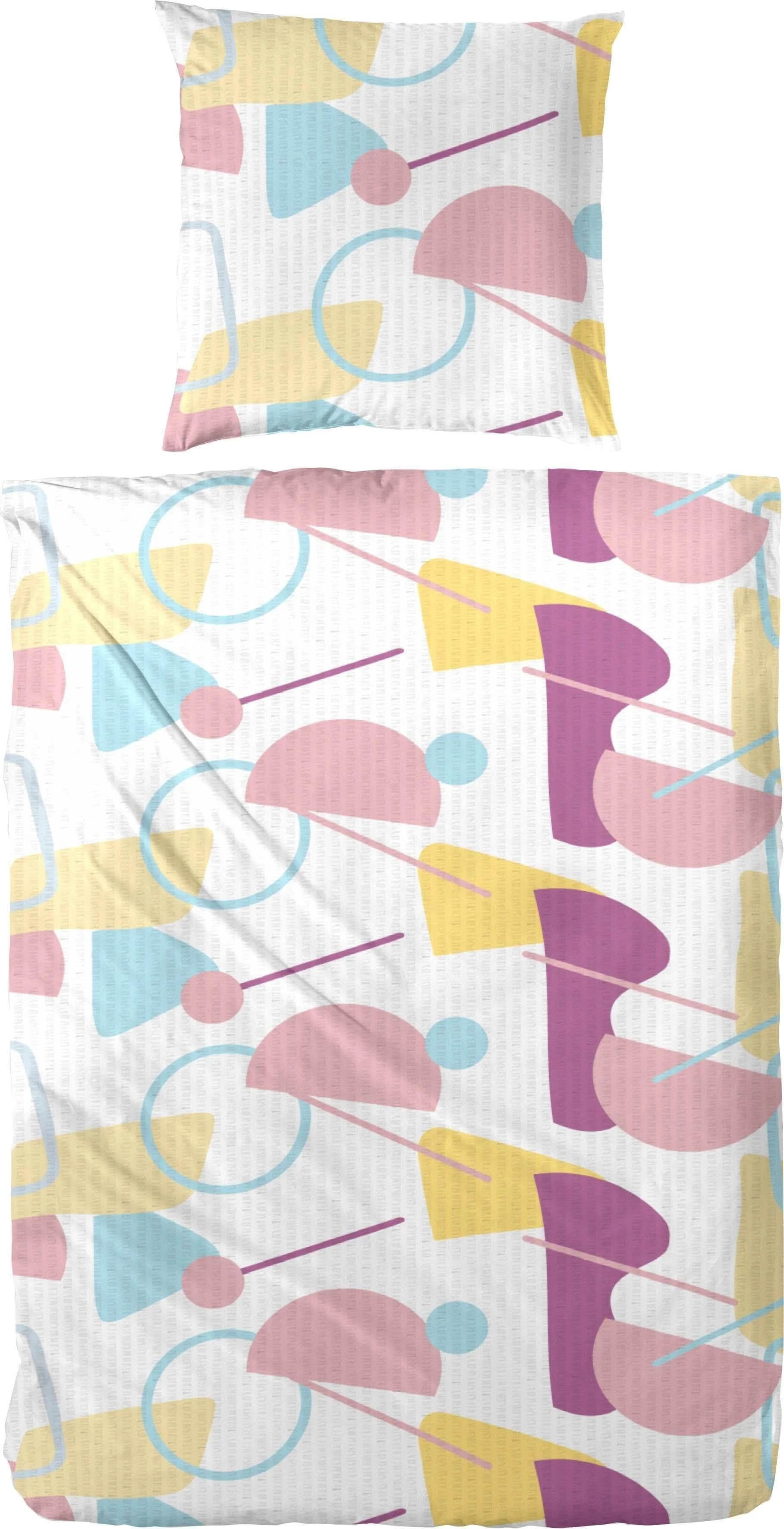 Primera Bettwäsche Seersucker Bunt Bauhaus Look 2-tlg.