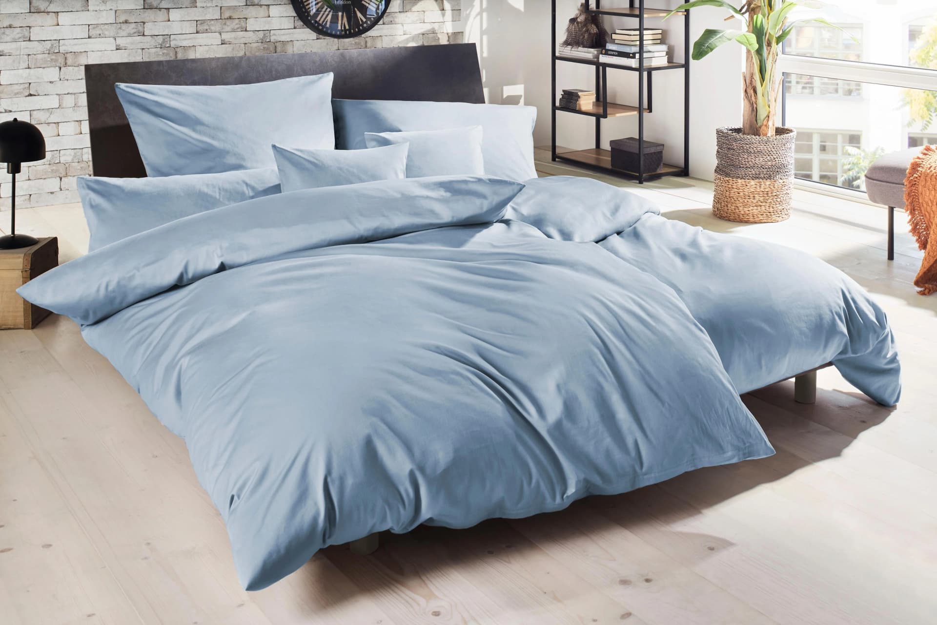 Primera Luxus-Satin-Bettwäsche 100% Baumwolle Rauchblau - Bild 2