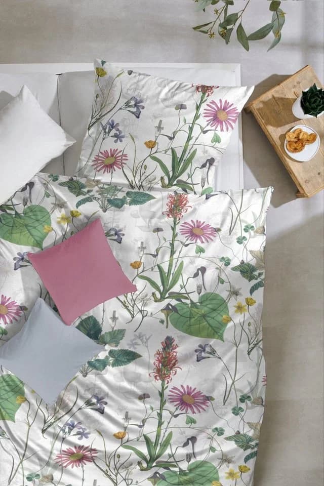 Primera Mako-Satin Bettwäsche 2-teilig Blumen Silber