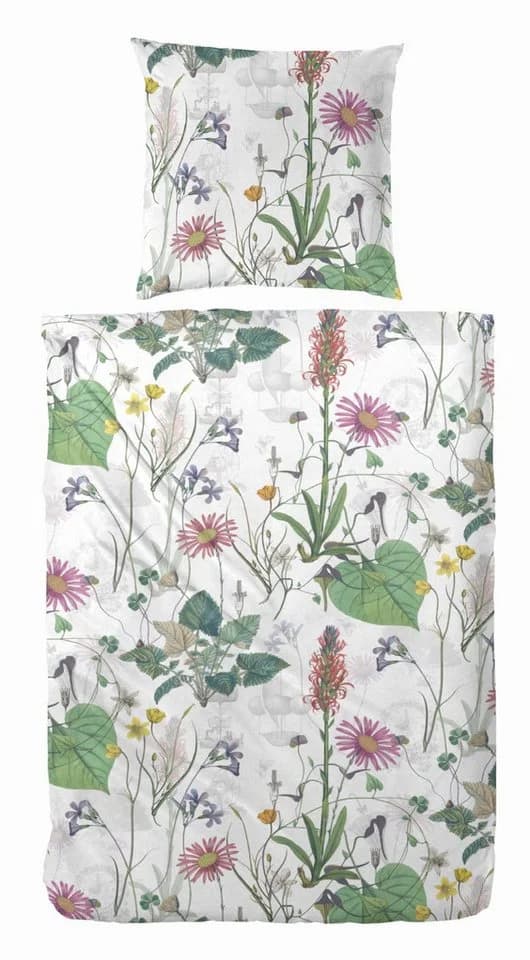 Primera Mako-Satin Bettwäsche 2-teilig Blumen Silber - Bild 2