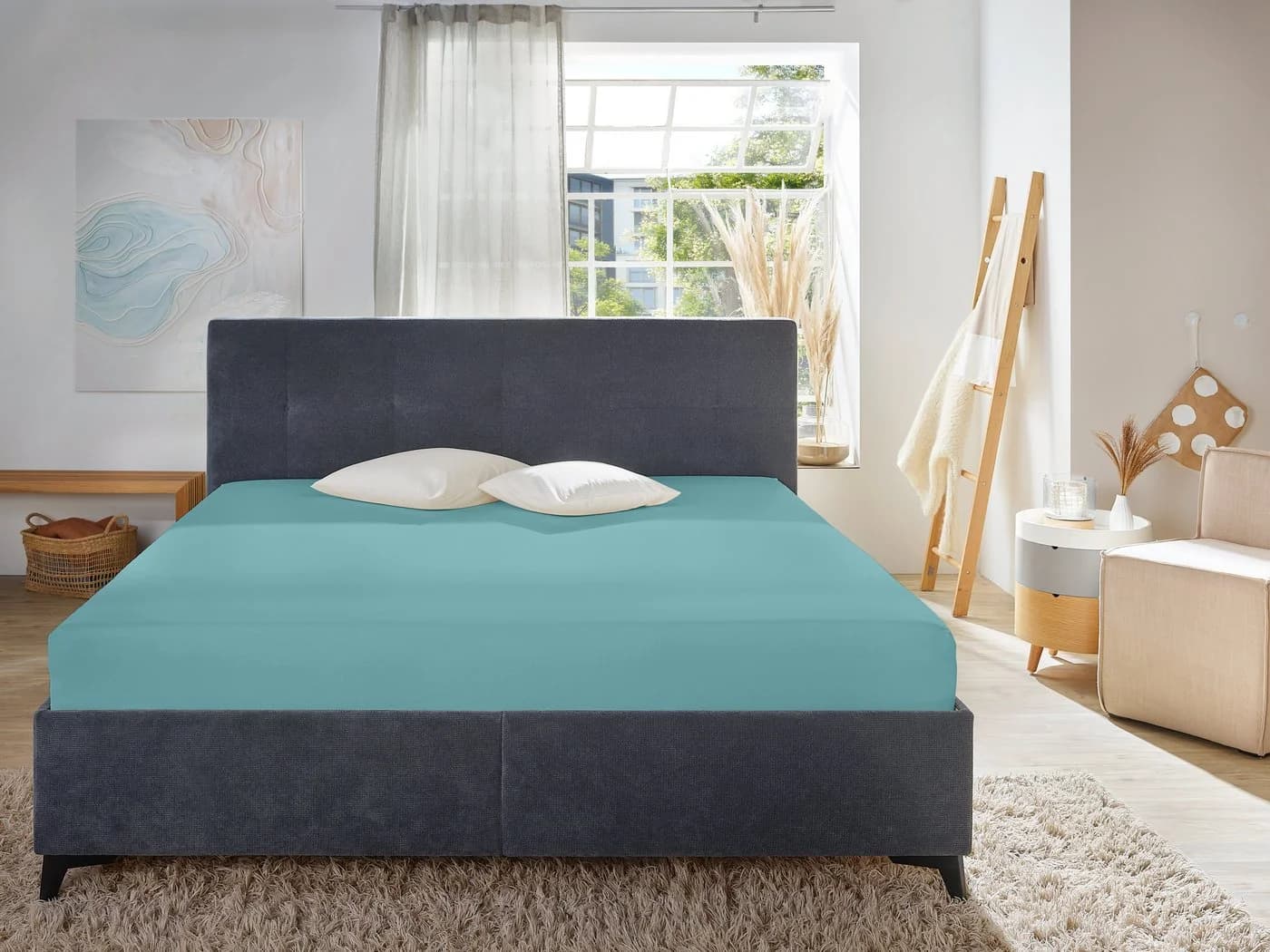 Primera Spannbettlaken Mako-Feinjersey Aquamarin 100% Baumwolle