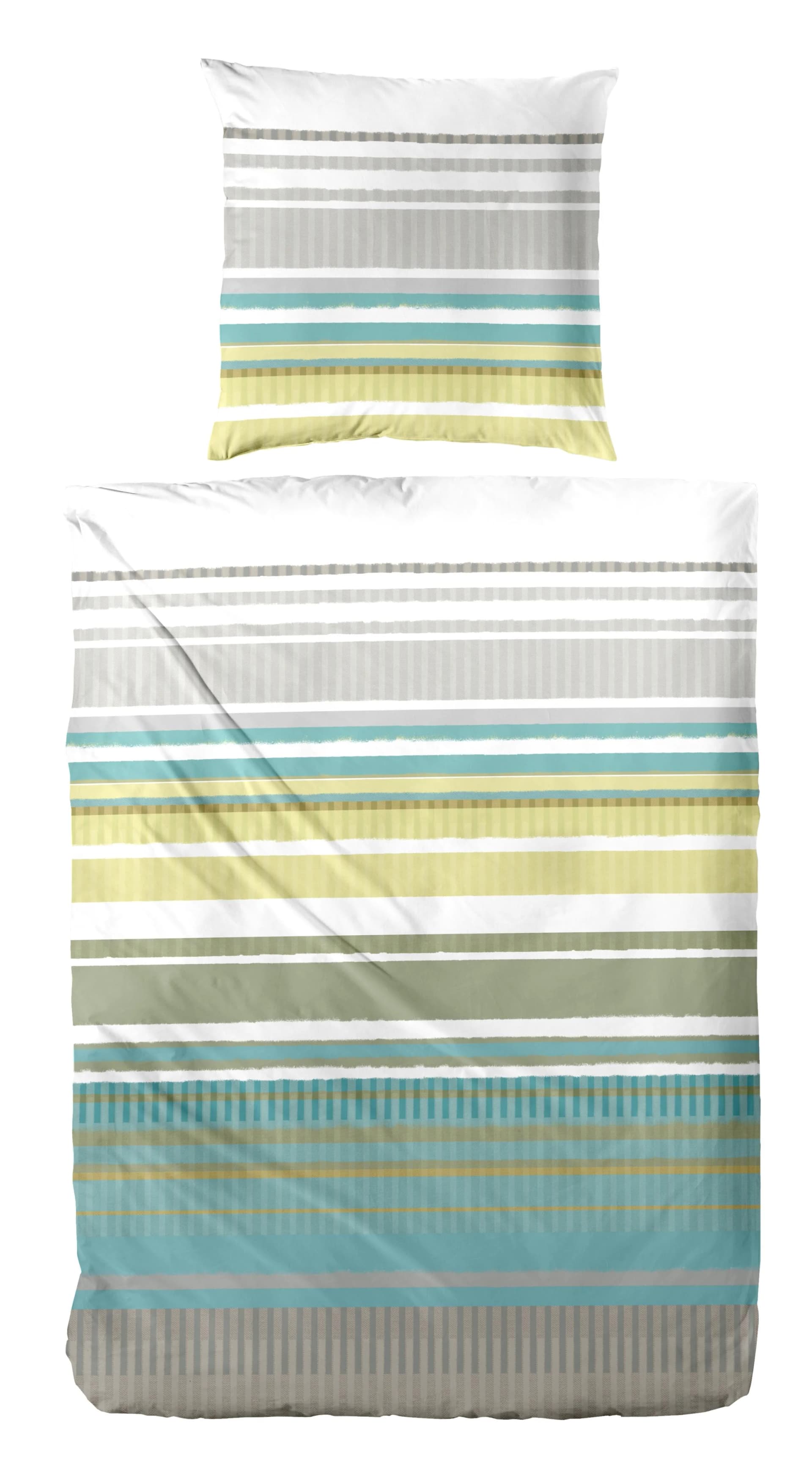 PRIMERA Perkal-Bettwäsche Summer Stripe Grün 135x200 cm