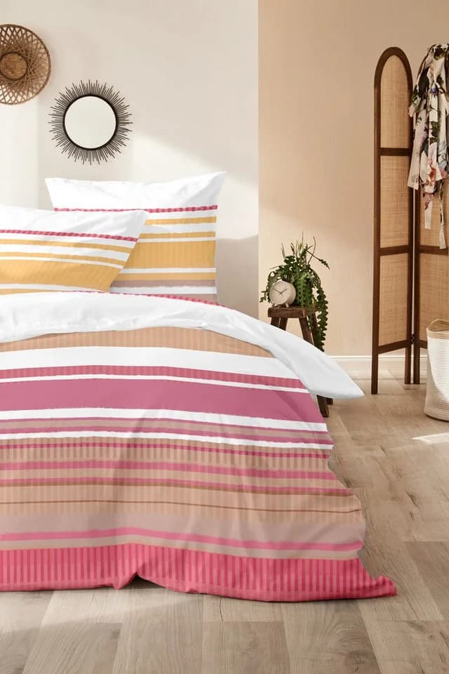 PRIMERA Perkal-Bettwäsche Summer Stripe Rot Gestreift
