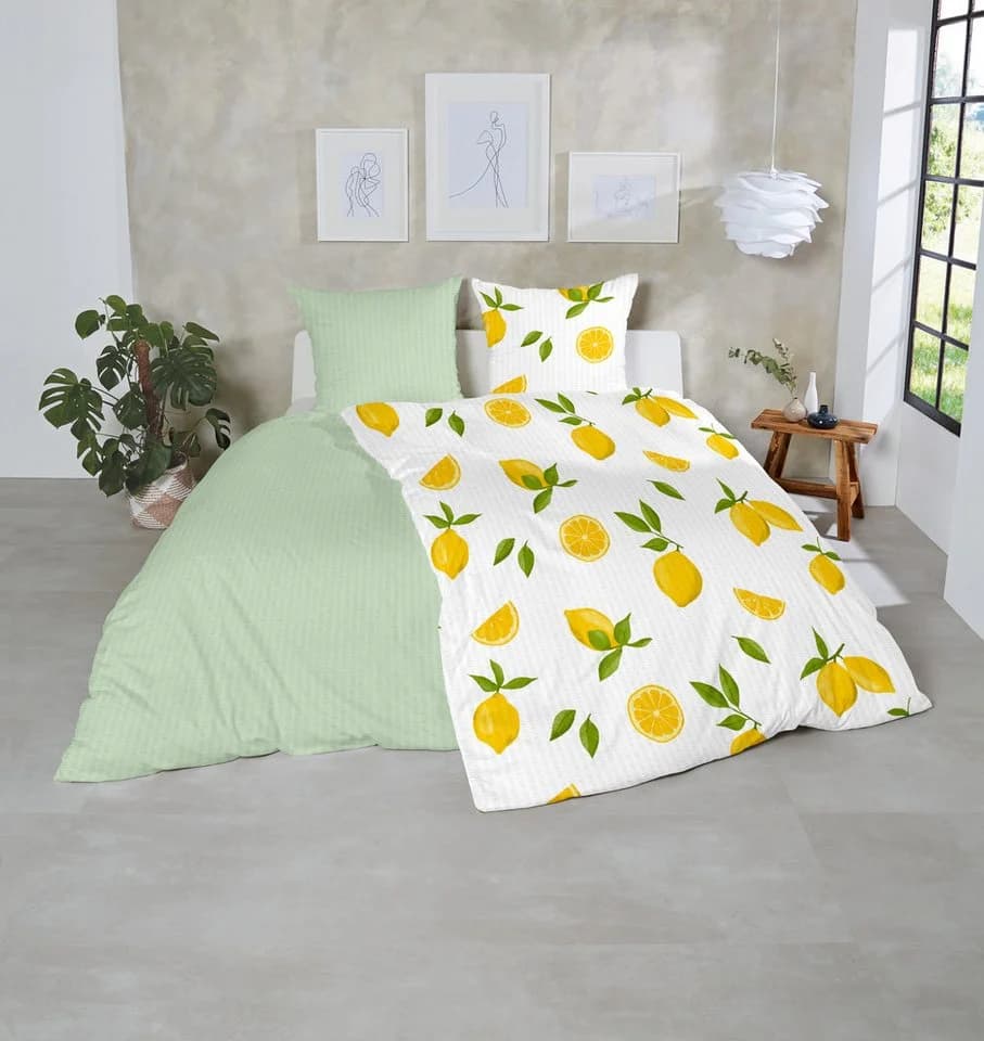 Bettwäsche PRIMERA Soft-Seersucker Lemon - 100% Baumwolle