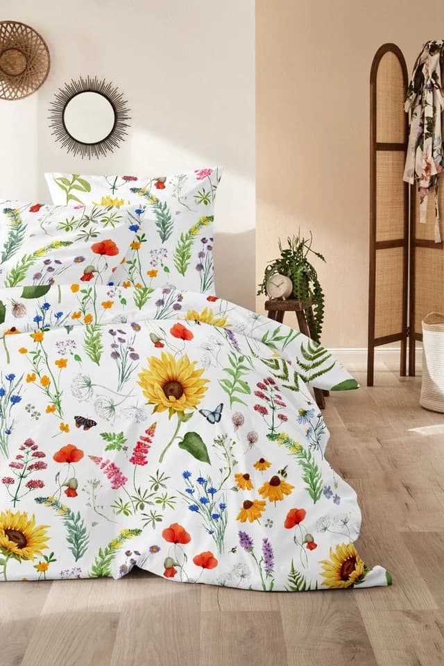 Bettwäsche PRIMERA Renforce-Bettwäsche Flowerbee weiß - Bild 2