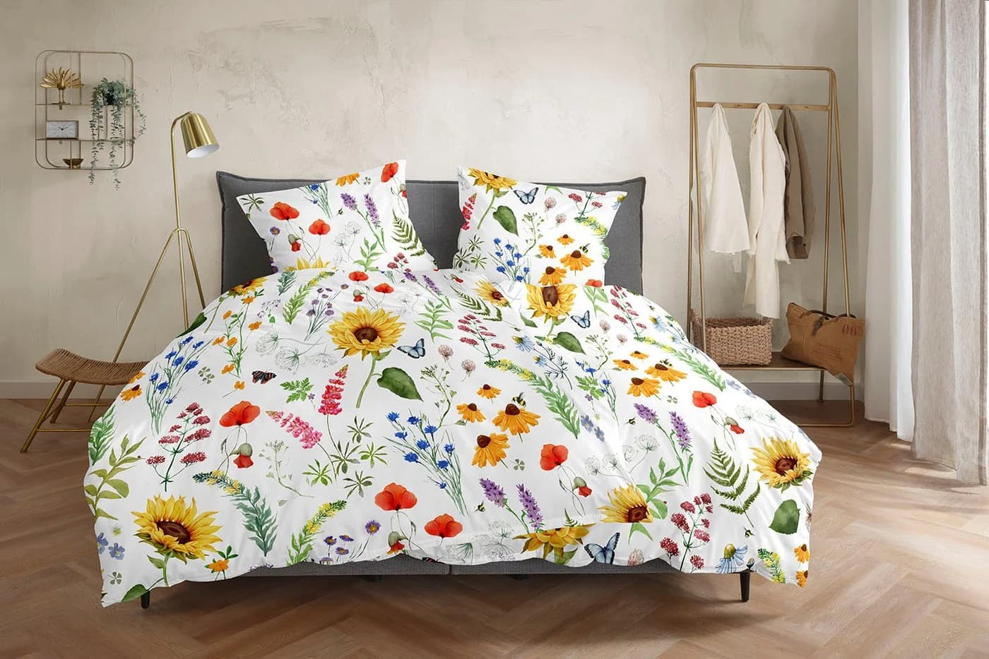Bettwäsche PRIMERA Renforce-Bettwäsche Flowerbee weiß - Bild 3