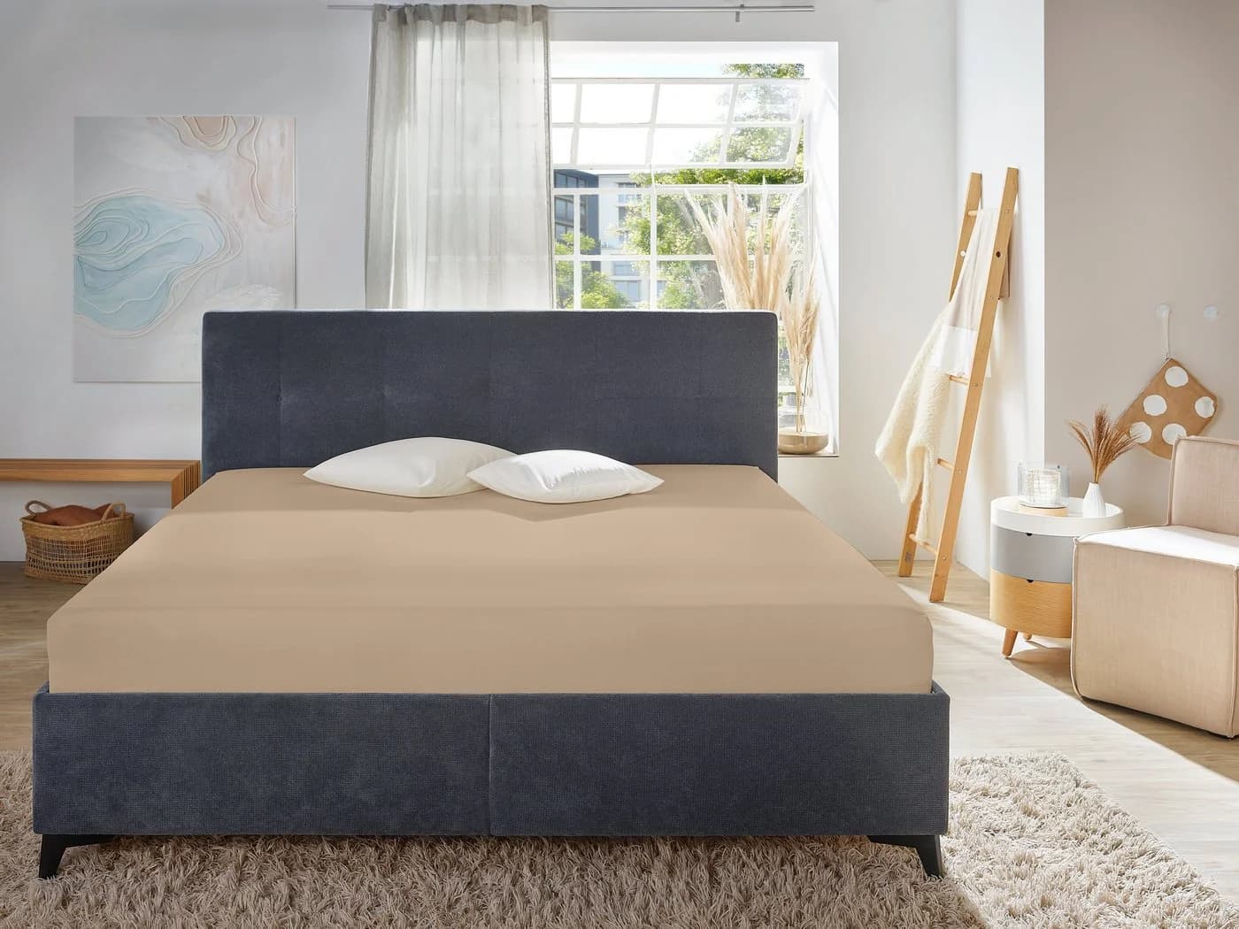 Primera Spannbettlaken Mako-Jersey Grau Taupe 100% Baumwolle